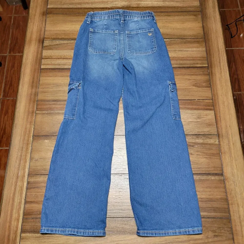Justice Girls Cargo Denim Jeans w/ Built In Belt - Size 12
